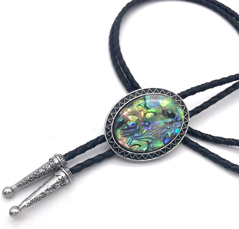 QUKE Stone Bolo Tie Native Western Cowboy Hand-woven Leather Bola Tie Necktie for Men Women - Image 4